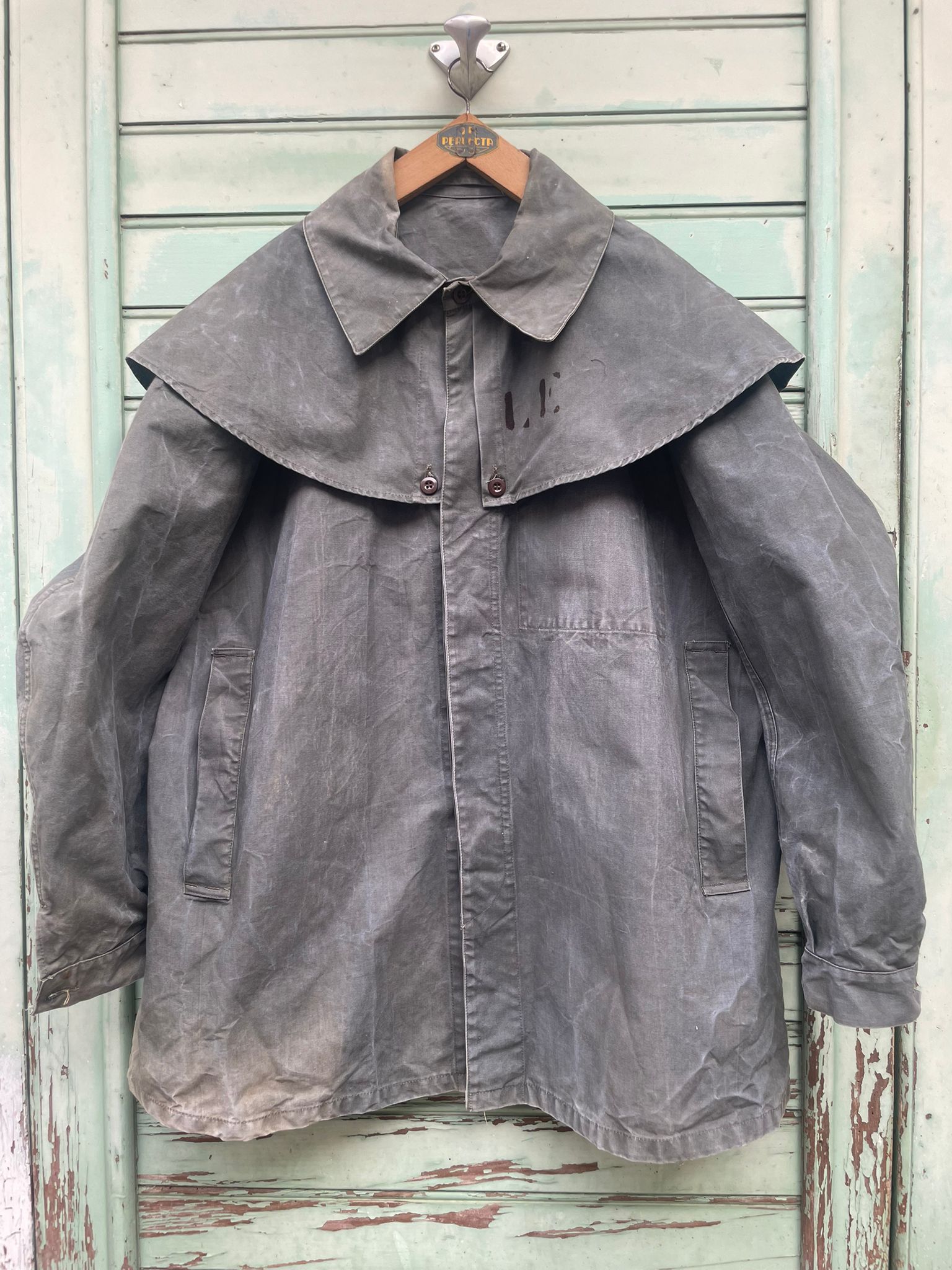 ジャケット・アウター 50s French Military Shawl Collar Coat Vintage 1950's French Army Motorcycle Coat Size Large. Vintage